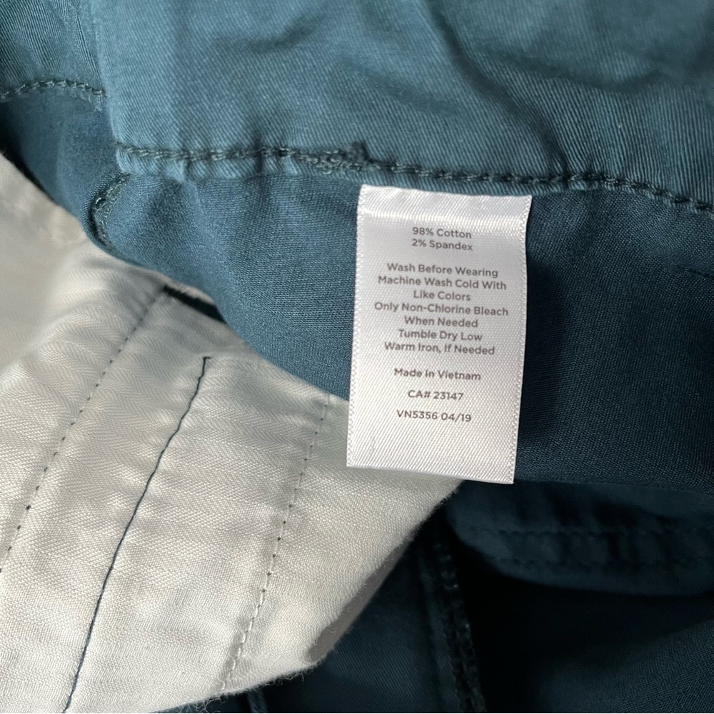 Talbots Slim Ankle Pants Size 12 flat Front Teal Green Cotton Cargo - Picture 7 of 7